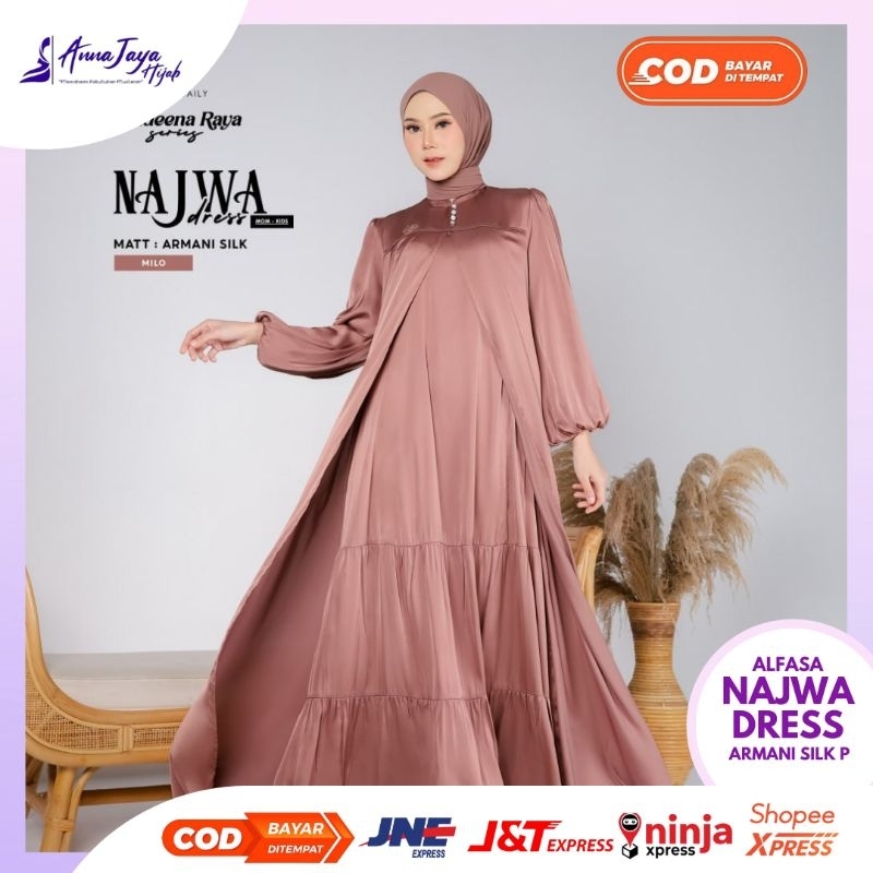 Alfasa Daily Gamis Wanita Muslimah Najwa Dress Mom Armani Silk Premium