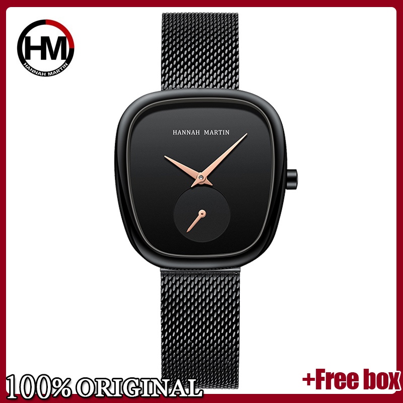 HANNAH MARTIN Jam Tangan Wanita Fashion Bisnis Display Kuarsa Tahan Air Jam Tangan Cewek