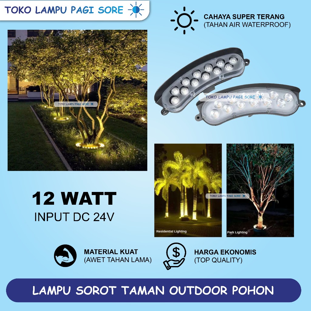 Lampu Sorot Taman Lampu Outdoor Waterproof Pohon Pilar Tiang DC 24V