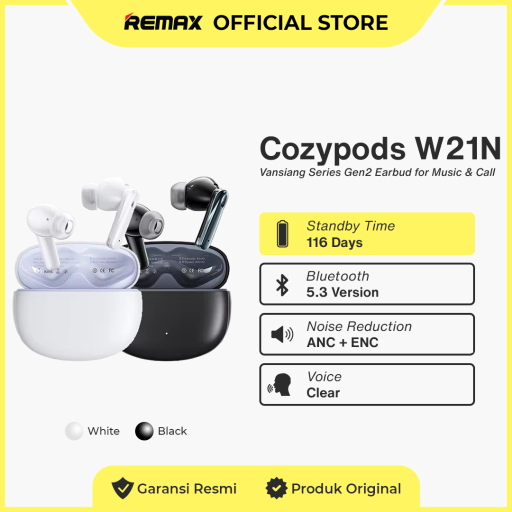 Remax Vansiang Series Gen2 ANC+ENC 5,3V for Music & Call CozyPods W21N
