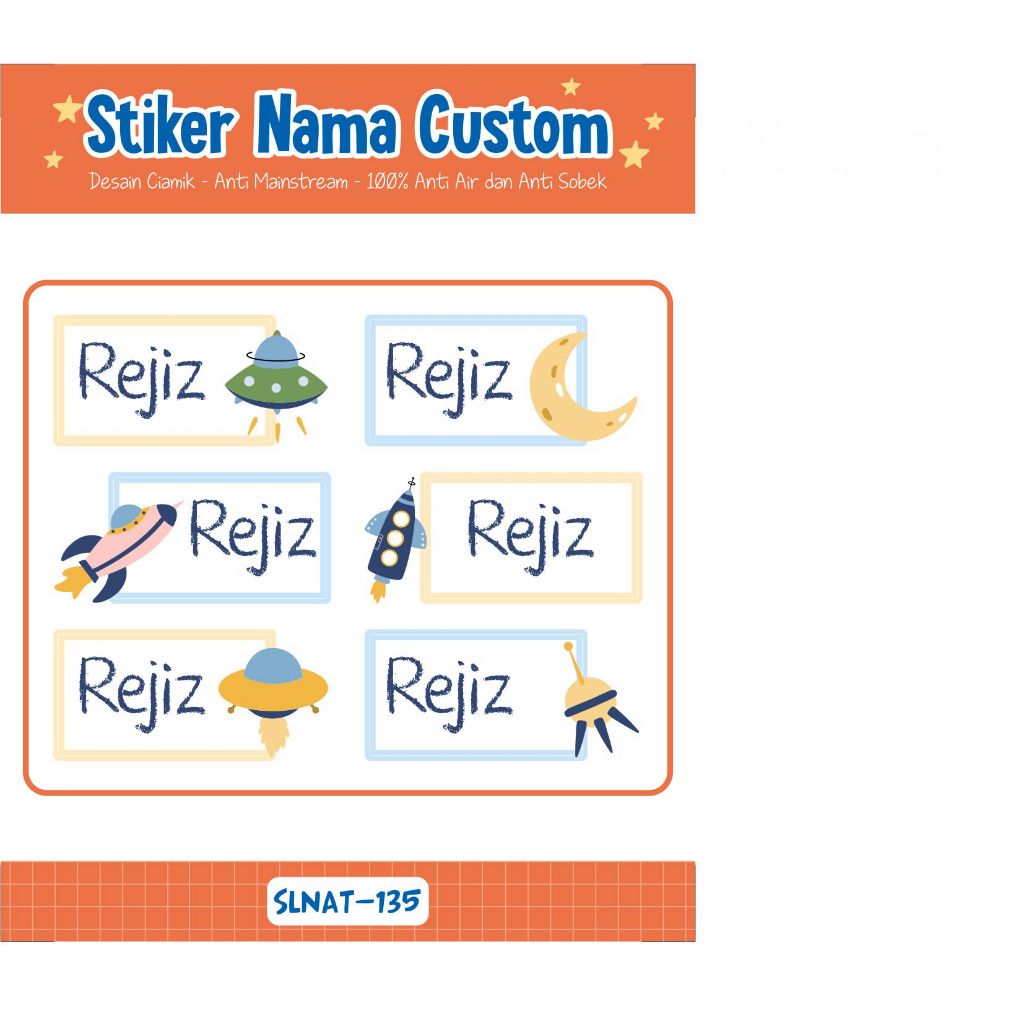 

Infinity Label Stiker Nama Anak Tas Sepatu Buku Sekolah Baju Botol SLNAT-135 Desain Anti Mainstream 2x4cm Waterproof 42pcs