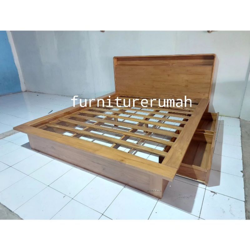 tempat tidur laci minimalis kayu jati, dipan laci kayu jati, tempat tidur jati laci minimalis