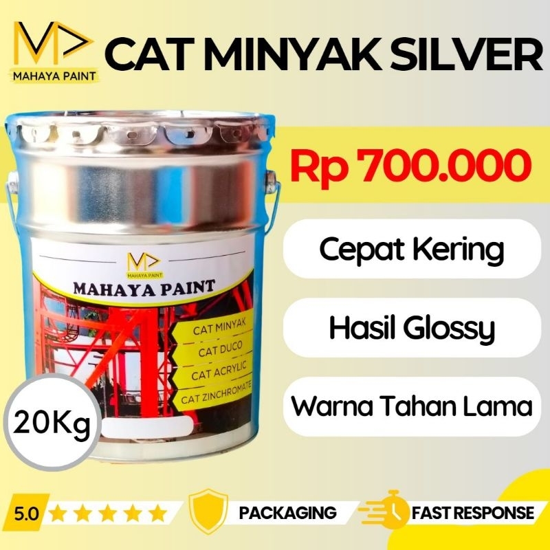 Cat Minyak Silver Glossy 20Kg Mahaya paint
