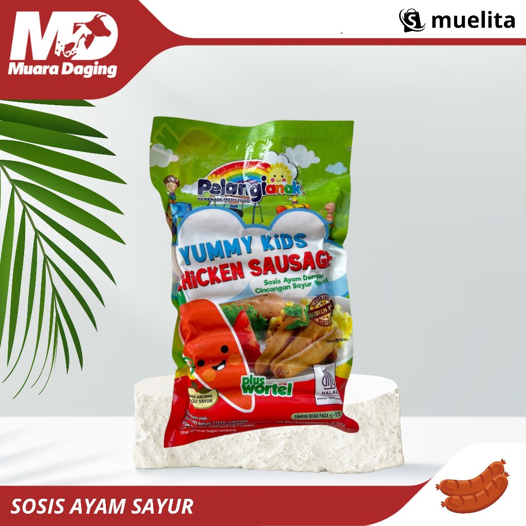 

PELANGI Sosis Ayam Sayur 300gr - KIDS APPROVED!! GLUTEN & MSG FREE