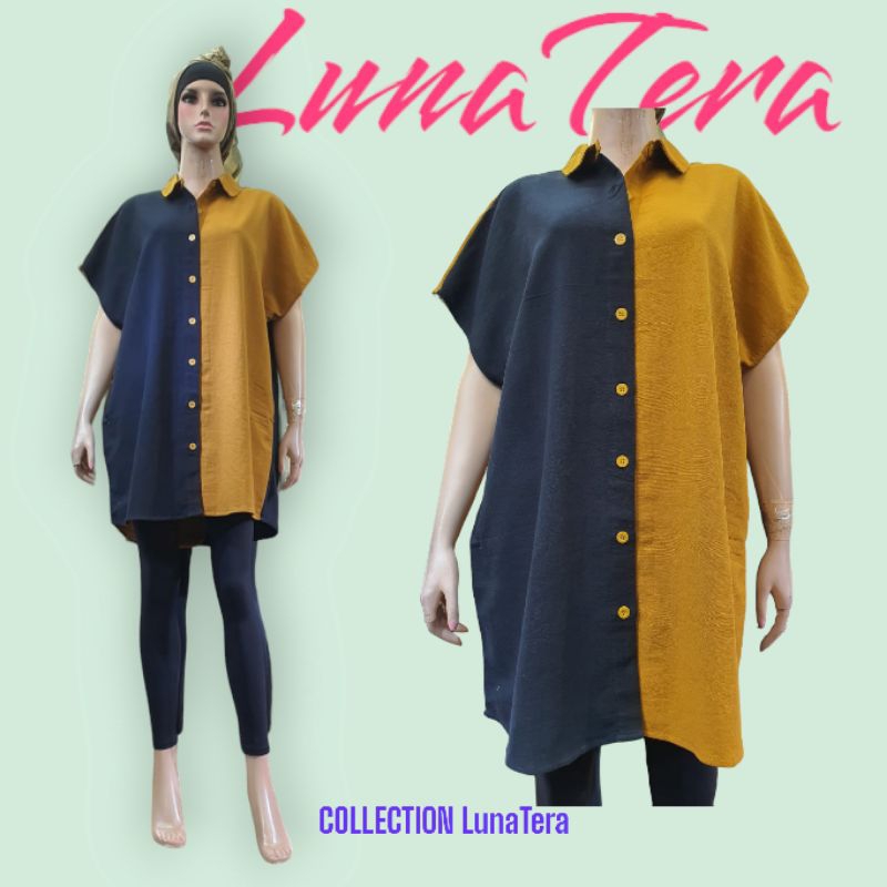 Oversize Shirt Linen - Kemeja Wanita Katun Linen - Atasan Kemeja Jumbo