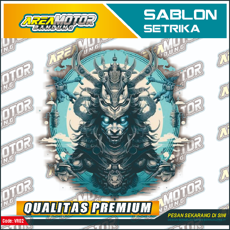 

Print sablon DTF/cetak sablon DTF/sablon setrika siap press 1 sisi Tema DEMON WARRIOR v1 Uk A4 / A3