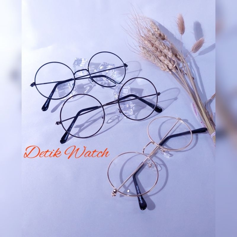 Kacamata Bulat Pria Dan Wanita Korea Lensa Bening Dan Hitam Yoi 1004