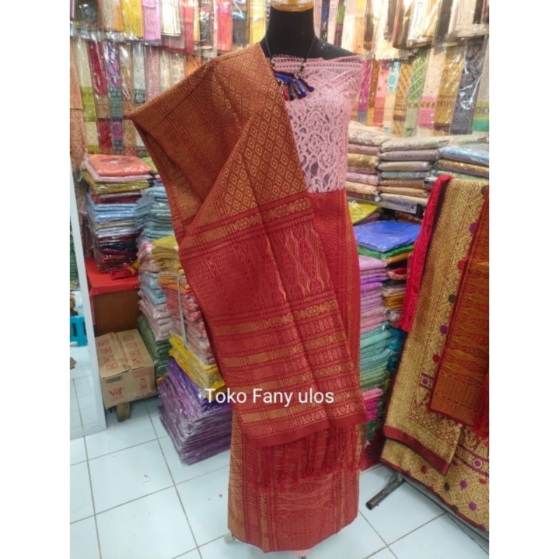 SONGKET TUMTUMAN TENUNAN TARUTUNG TTS BENANG BEMBERT PRADA KOREA WARNA PINK DAN GOLD.