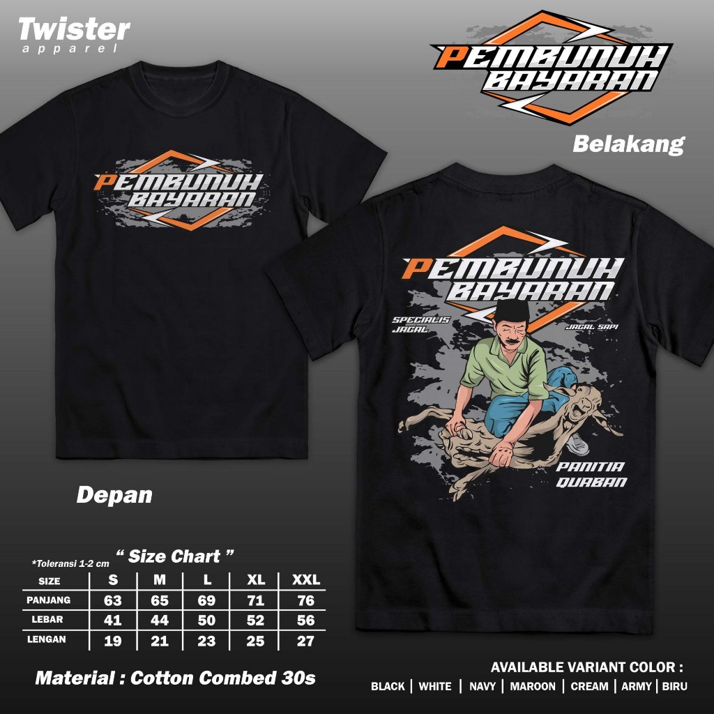Kaos Panitia Qurban Pembunuh Bayaran Spesialis Jagal Sapi Kambing Baju Kurban Idul Adha Cotton Combe