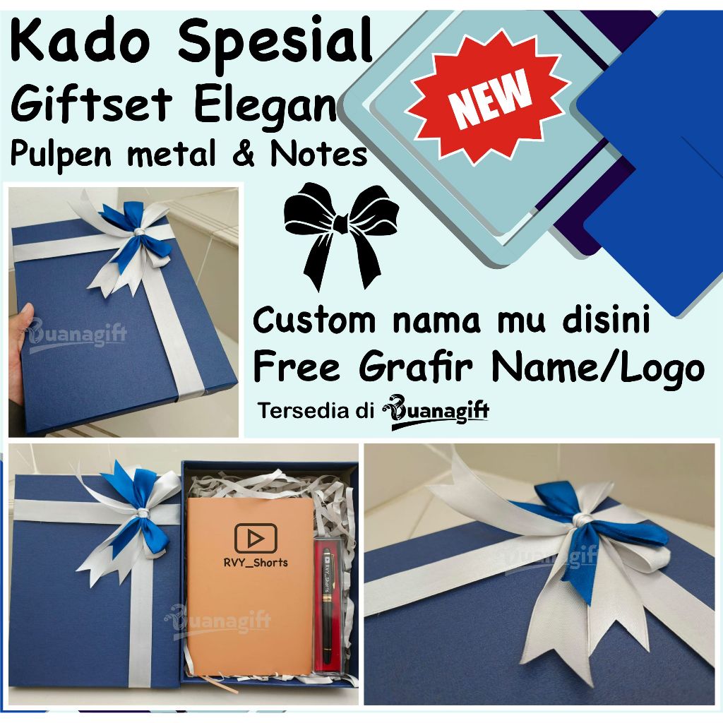 

Hampers Gift Box Buku Notes & Pena Aesthetic untuk Kado Ultah / Wisuda - Free Grafir - Buanagift