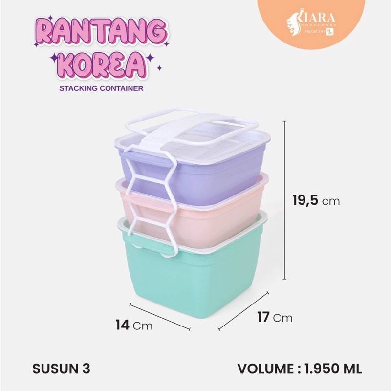 Rantang korea / rantang susun 3 / set kotak makan