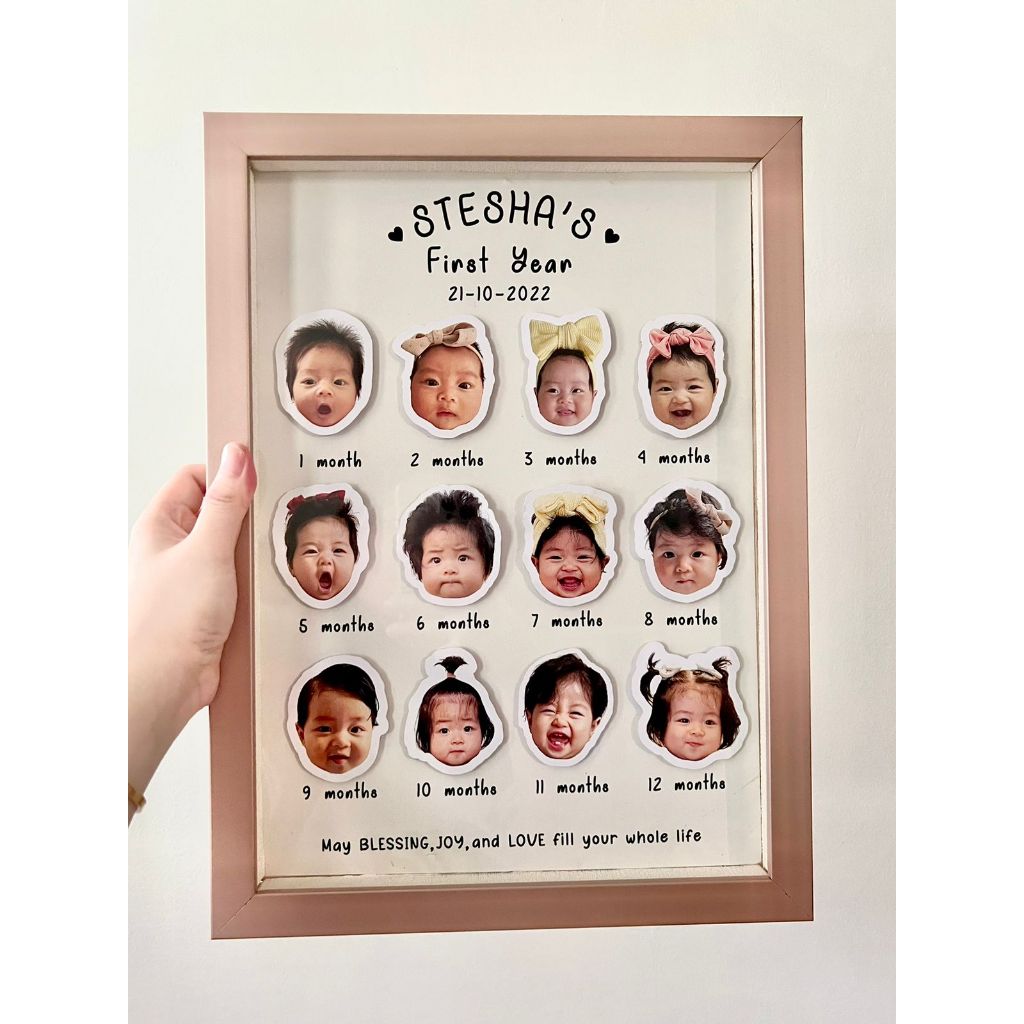 [PREMIUM FRAME] 3D Baby Milestone Frame | Baby Frame Aesthetic Gold & Rose Gold