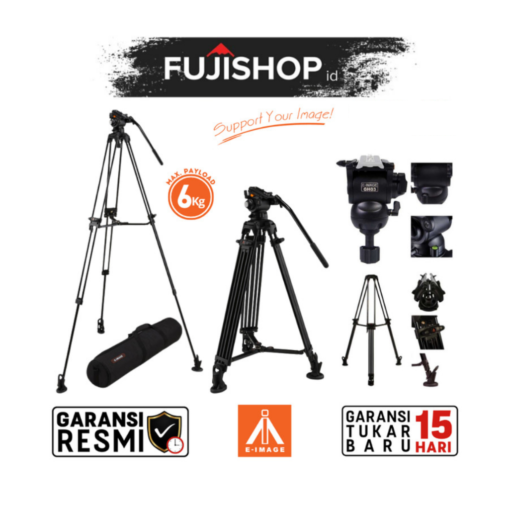 E-Image EG03A2 2-Stage Tripod with GH03 Head / EG-03A2 Video Tripod Kit