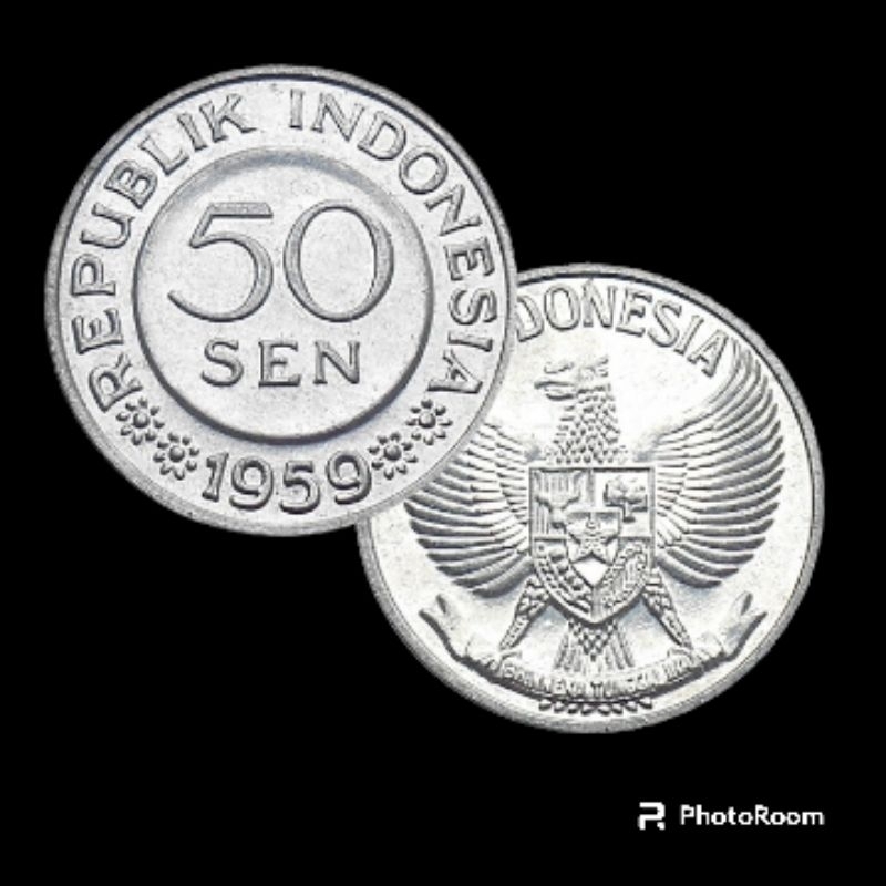 Koin Kuno 50 SEN GARUDA + KAPSUL KHUSUS tahun 1961 UNC GRESS