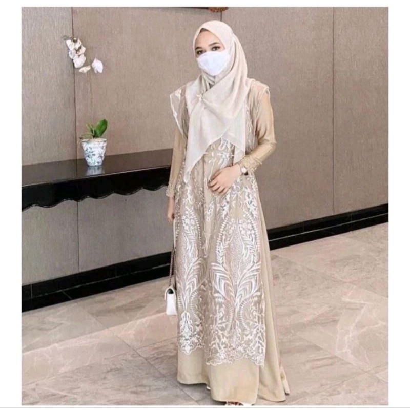 Cardigan Long Vest Tule/outer brukat premium/outer rompi brukat motif random