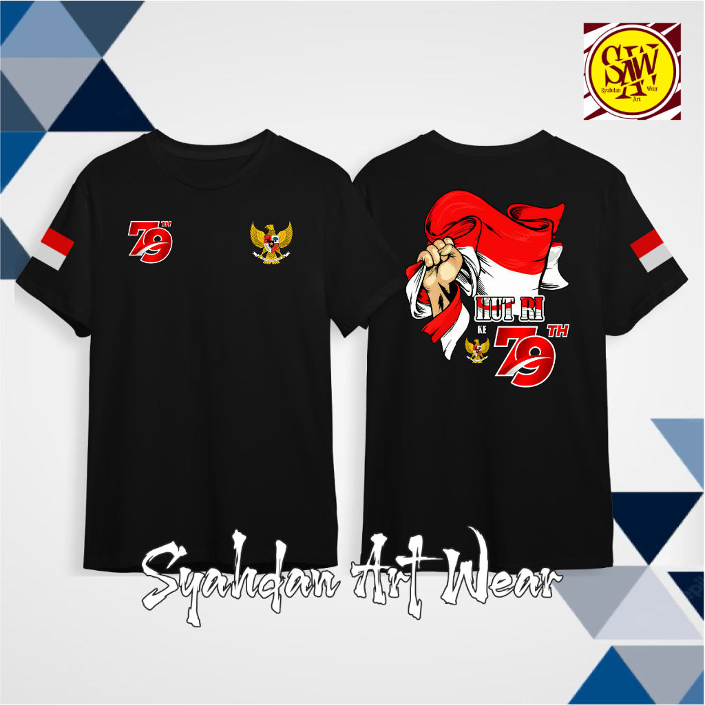 KAOS HUT RI KE 79 TH GENGGAM BENDERA LOGO DAN GARUDA DEPAN / KAOS AGUSTUSAN 2024 / KAOS 17 AGUSTUS /