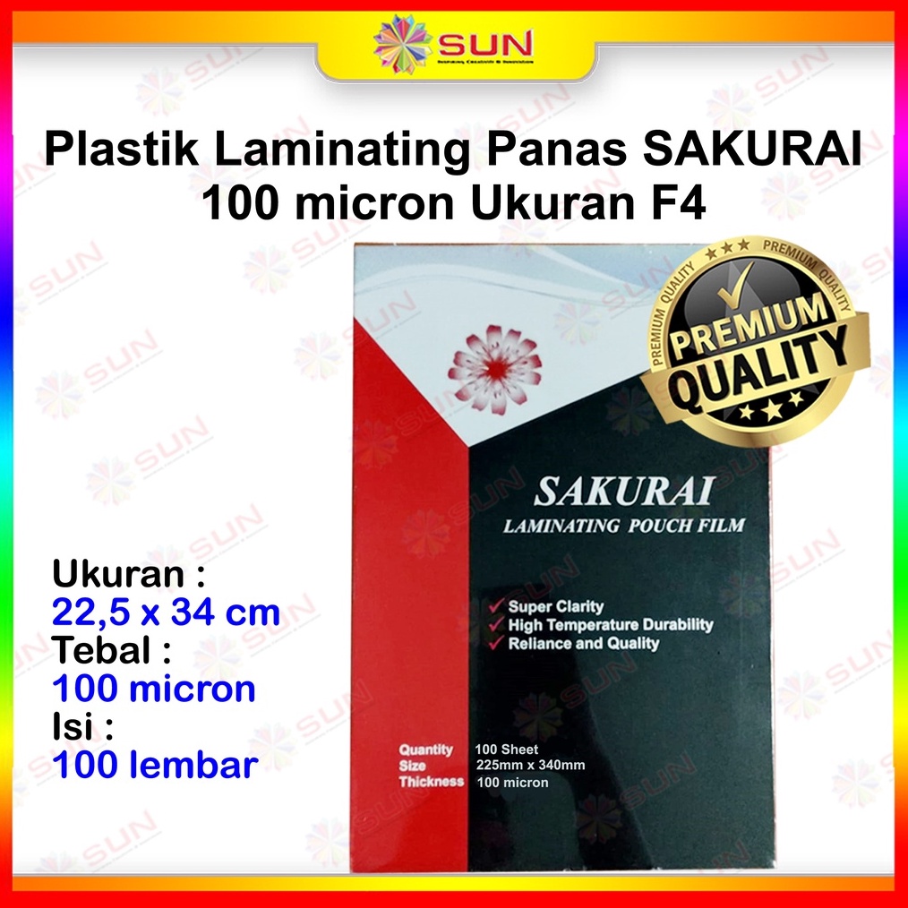 

KODE K8V6 Plastik Laminating Sakurai F4 GKTech F4 A4 Laminasi Panas Hot Laminating 1 mikron