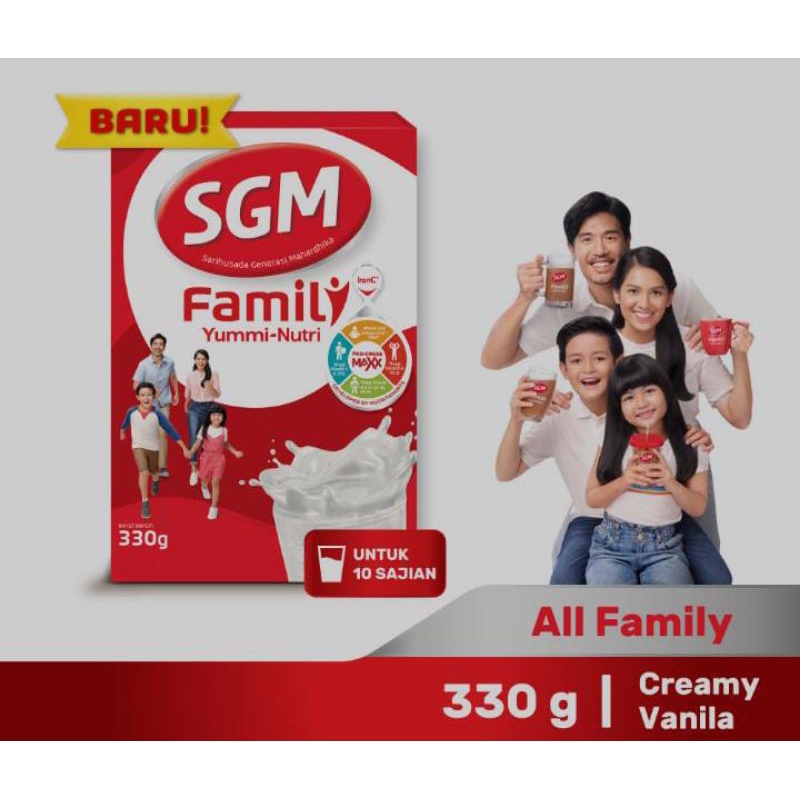 

SGM Family Yummi-Nutri susu bubuk rasa coklat dan vanila 330gram