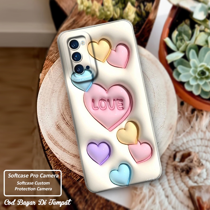 Premium Silicone Full Cover Case Oppo Reno 4 Cartun 3D Gelombang Cute Softcase Pro Camera Cassing Hp