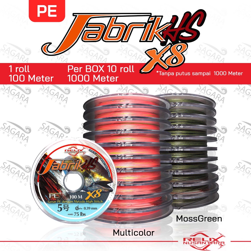 KODE U16V Senar PE Jabrik HS X8 1 Meter PE Relix Nusantara Connecting PE Jabrik Moss Green PE Jabrik