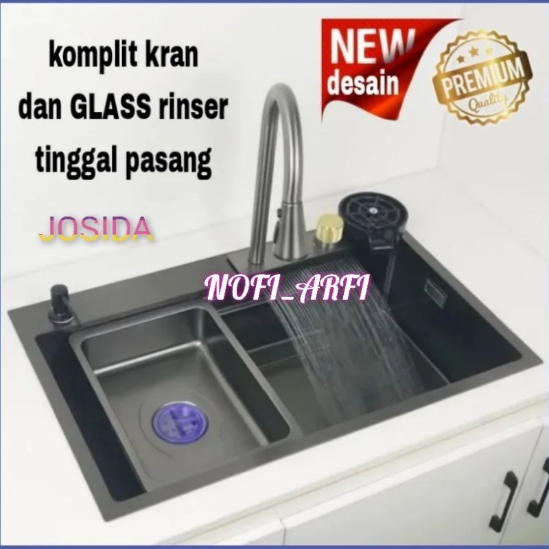 SaleKitchen Sink Luxury Modern Design/Sink Faucet  UK 75 x 45/bak cuci piring mewah/viral/Paket Komp