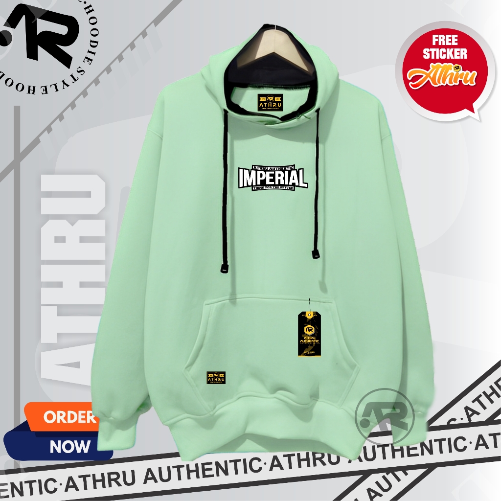Athru Hoodie Pria Warna Hijau Mint Sablon Imperial Jaket Casual Hudie Cowok Cewek Brand Lokal BDG
