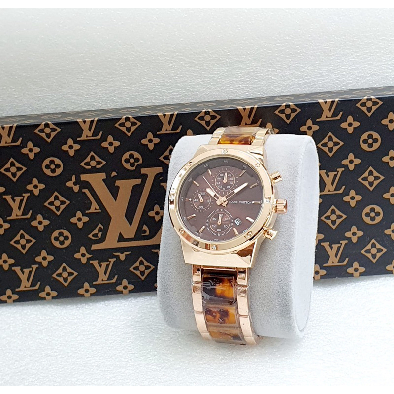 ( BISA COD ) Jam Tangan Wanita Louis.Vuitton Rantai Original Fullset Box + Kartu + Paperbag