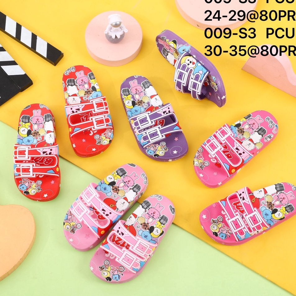 Penjualan Hemat  9 S2 sandal karet anak wanita sendal slop perempuan karakter BT21