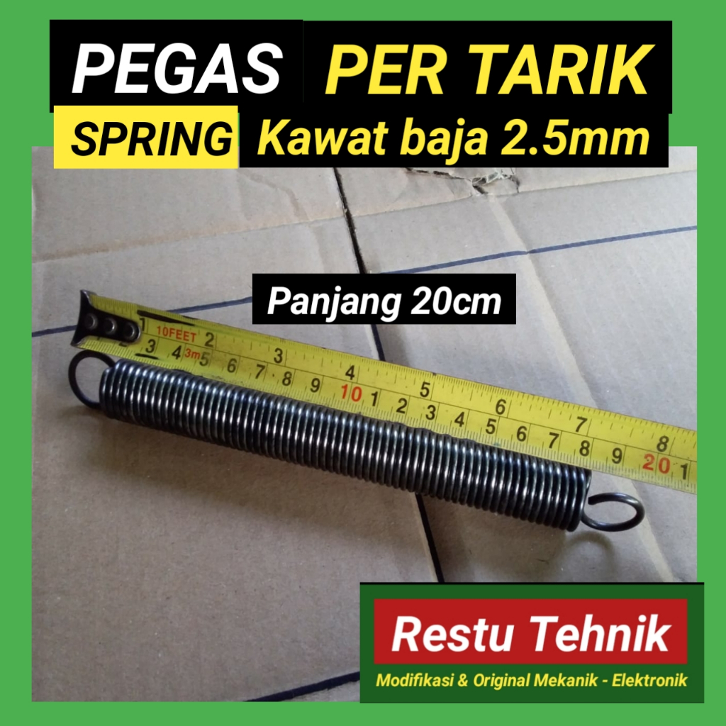 Pegas tarik - Per tarik - Spring - kawat baja ukuran 2.5mm panjang 20cm