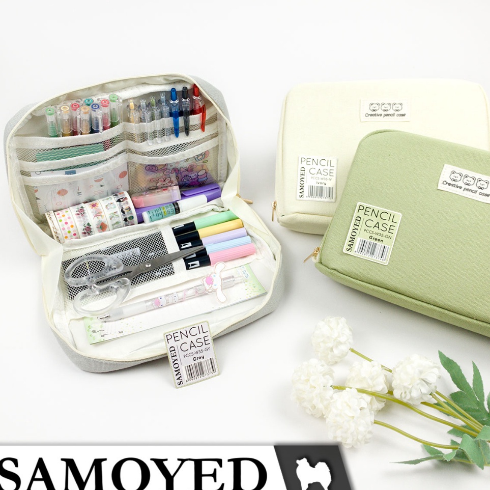 

KODE Y44H Tempat Kotak Pensil Alat Tulis Kosmetik Dompet Kain Kanvas Stationery Pencil Pen Cosmetic Travel Case Box Pouch Organizer Canvas Samoyed PCCSW35