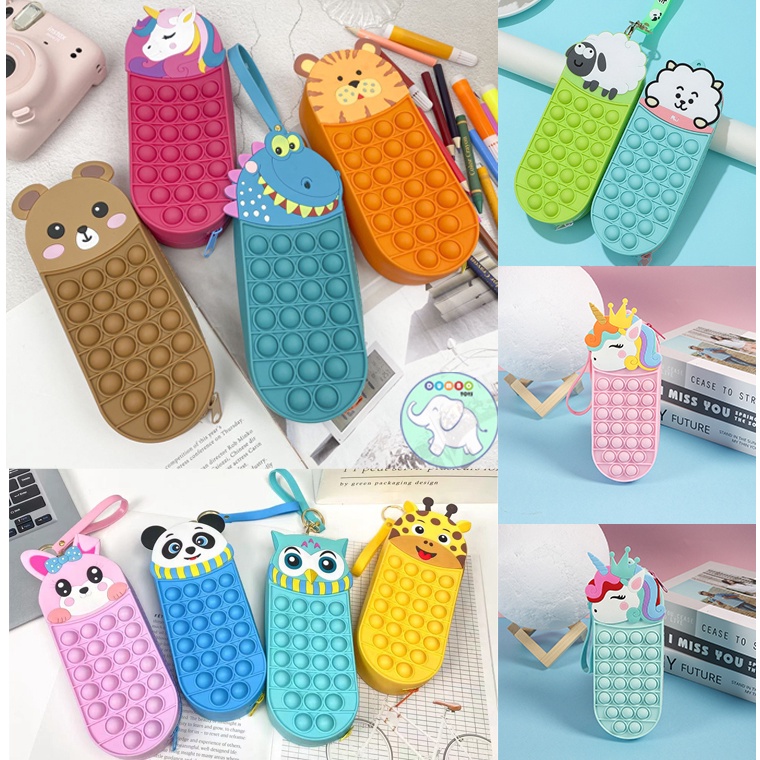 

KODE E82D Tempat Pensil Anak Pop It KOTAK PENSIL POP IT KARAKTERCASE POP IT UNICORN DINOSAUR BEAR TIGER
