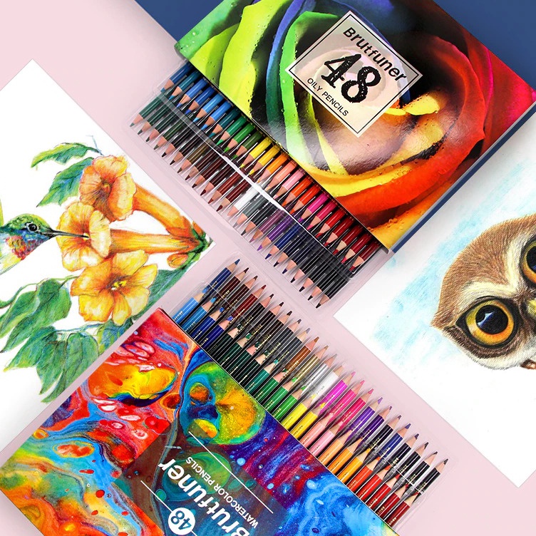 

KODE P73T Pensil Warna Brutfuner Painting Oil Water Pencil Artist Color Pencils Set 48pcs