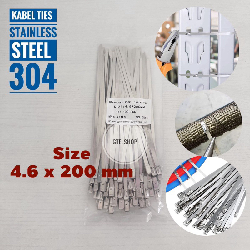 Kabel Tie Stainless SS304 Cabel Ties 4.6 x 200mm/ Kelem Exhaus Warp / Cabel Ties / Cabel Ties / Kabe
