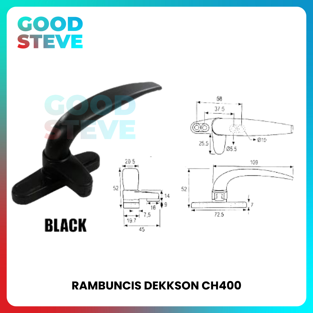Rambuncis Dekkson Casement Handle Kunci Jendela CH 400 Dekson Black