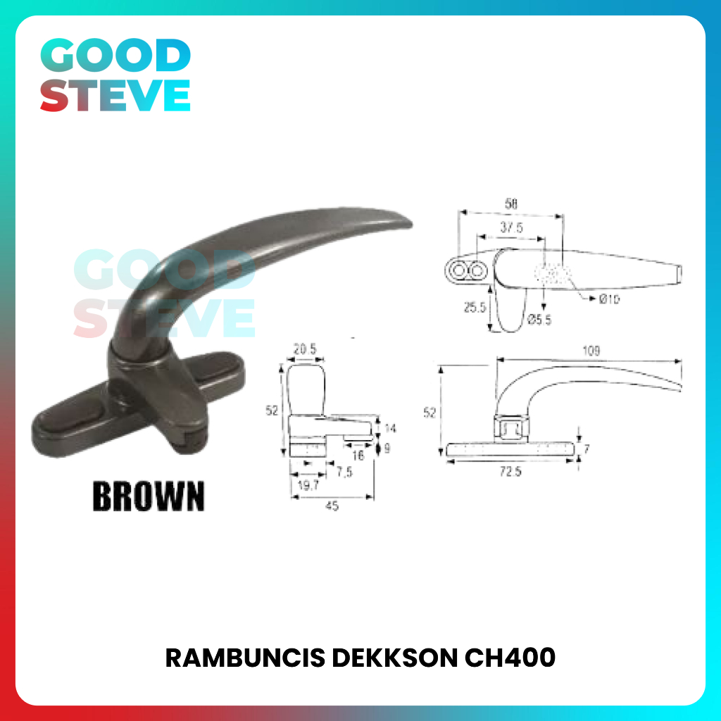 Rambuncis Dekkson Casement Handle Kunci Jendela CH 400 Dekson Brown
