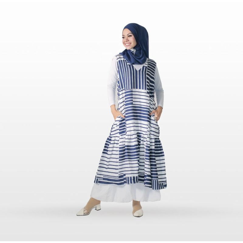 Stripes V Neck Overall Dress