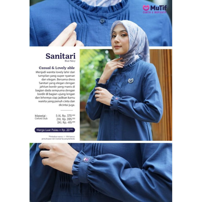MUTIF SANITARI BLUE NAVY TERBARU 2024|GAMIS TERBARU|GAMIS MUTIF|MUTIF