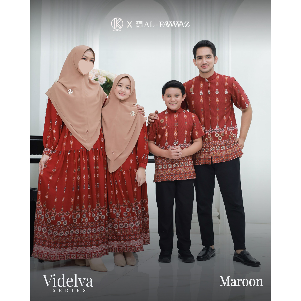 KAISYA - SARIMBIT LEBARAN EKSKLUSIF KELUARGA VIDELVA MAROON/BAJU COUPLE KELUARGA/SERAGAMAN