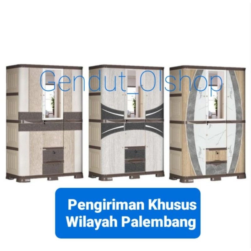 (Khusus Wilayah Palembang) Lemari Pakaian 3pintu Olymplast SCOC (Leather & Marble) Palembang