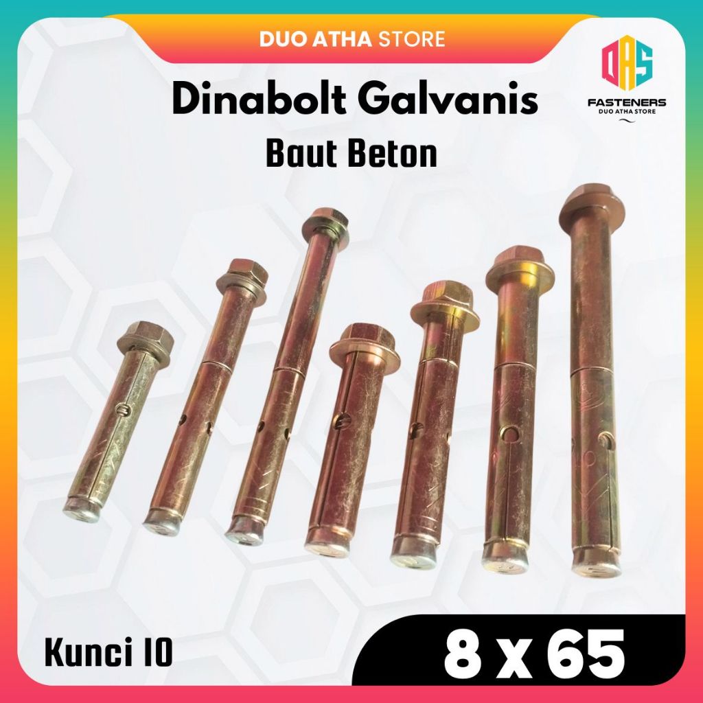 Dynabolt M8x65 / Dinabolt M8 x 65 / Baut Beton 8x65 Galvanis Kuning 3124