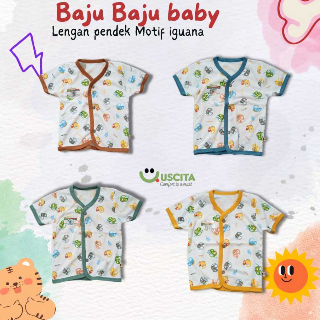 USCITA BABY - Baju baby pendek Motif bunglon - Baju bayi dan anak