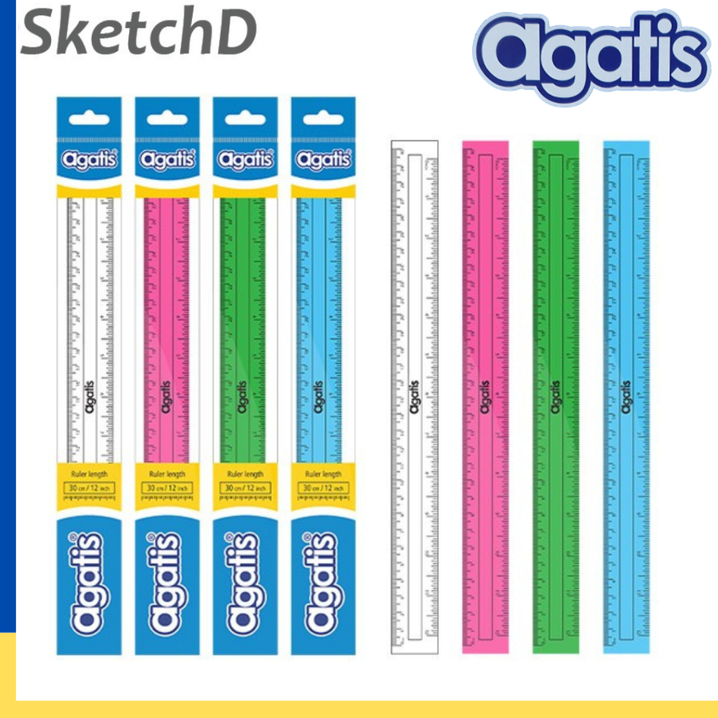 

Penggaris Plastik 30 cm Agatis Mistar Datar Warna - Ruler Transparan