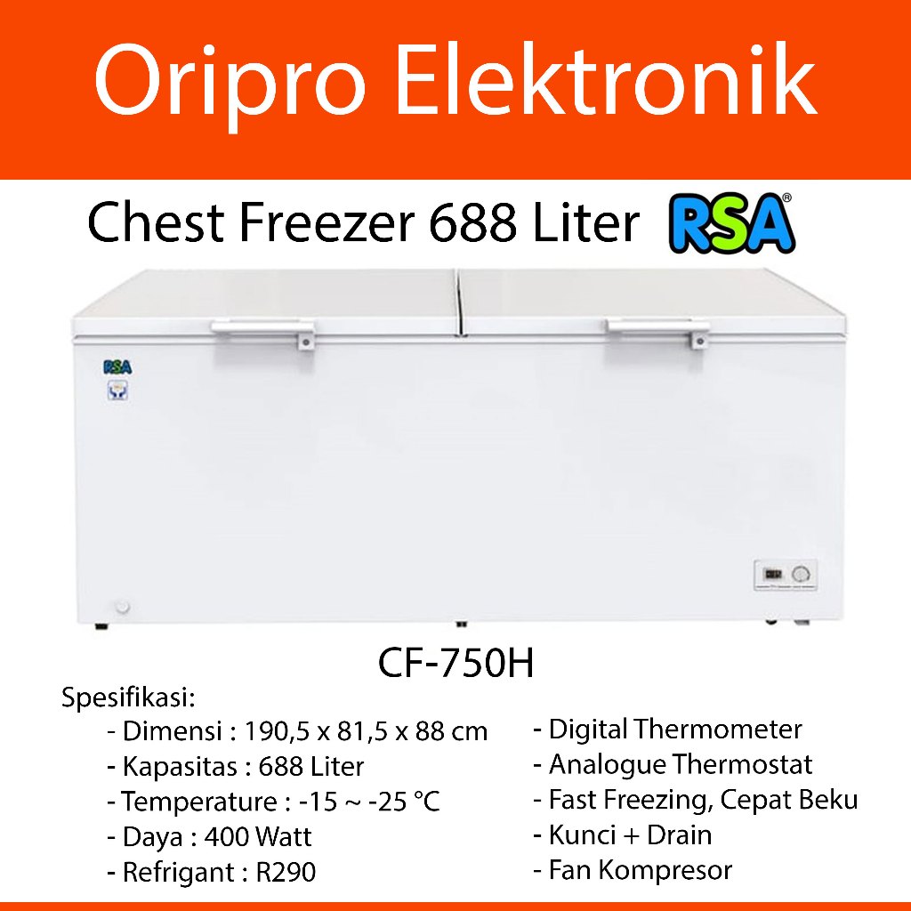 Chest Freezer 700 Liter 688 Liter RSA Digital Thermometer CF-750H