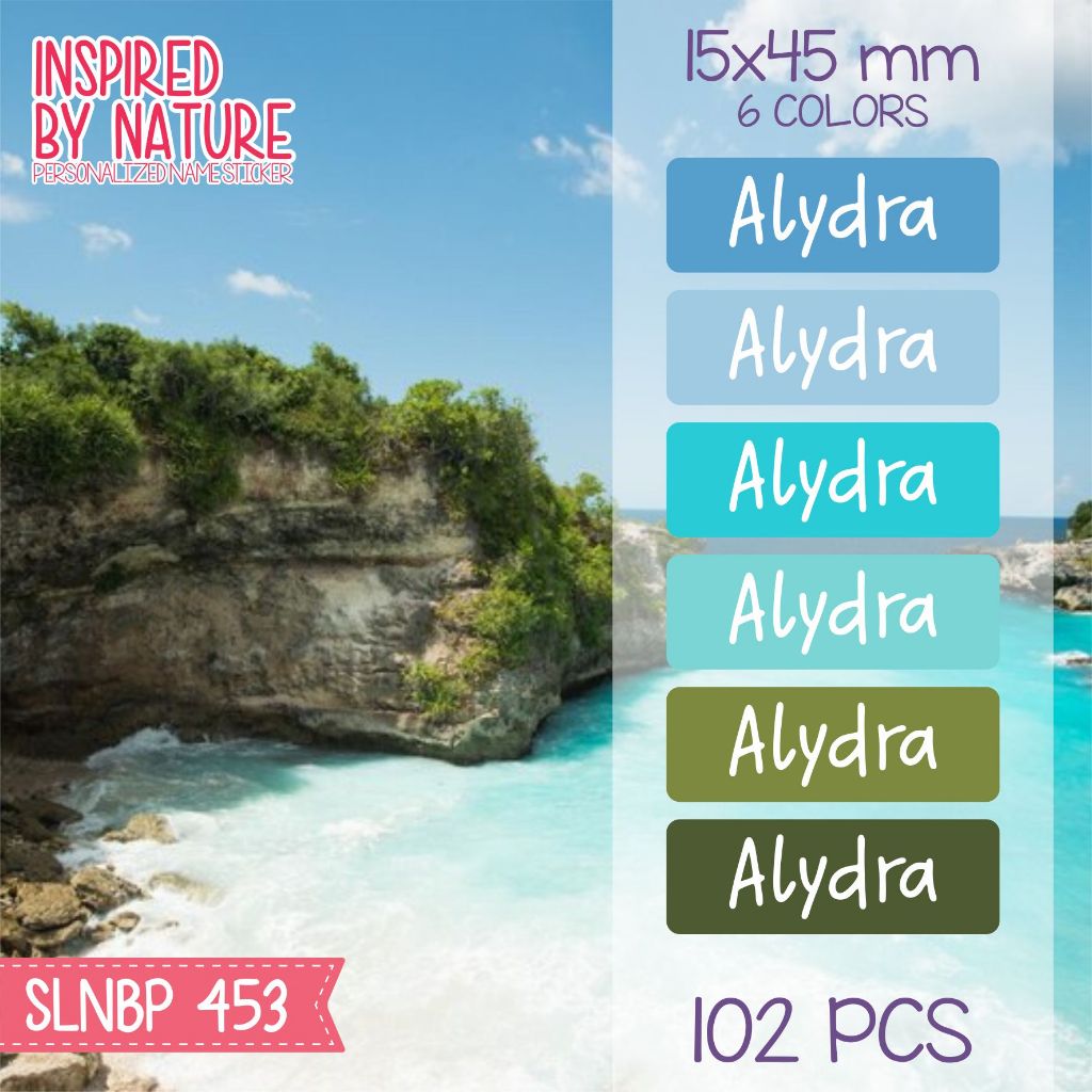 

Stiker label nama waterproof kartun ombak sepatu beach buku sekolah pantai anak SLNBP 453