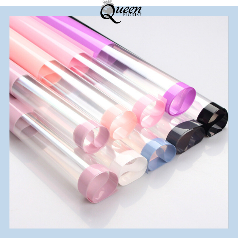 

20 LEMBAR Kertas Buket Cellophane Flower Wrapping Transparan List Line Waterproof Paper Color Frame 6054