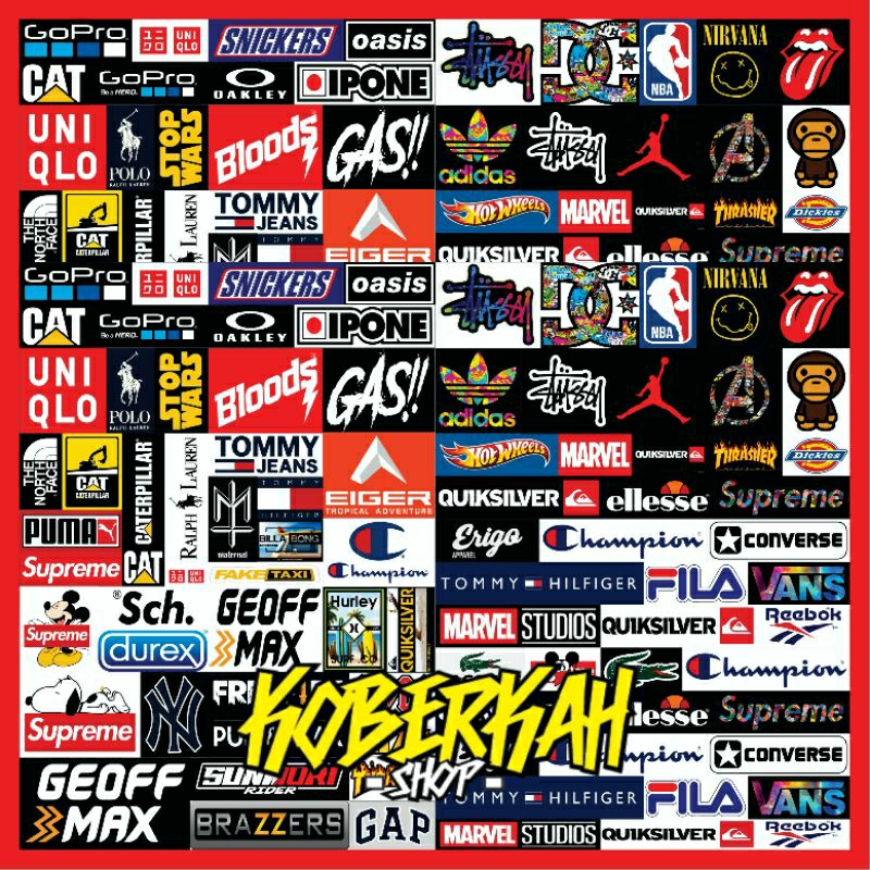 

50pcs logo brand campuran bisa dijual lagi