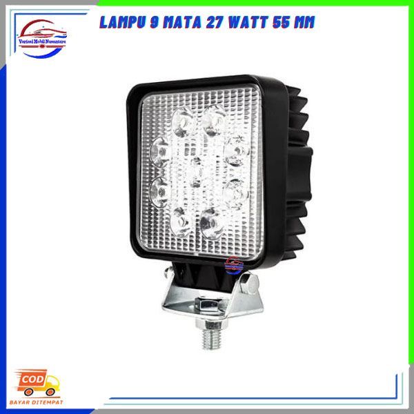 Lampu Led Tembak Kabut Sorot Putih Depan Worklight 27 Watt Kotak Variasi Mobil Truk