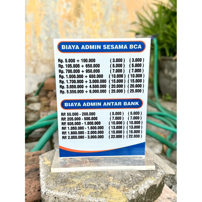 

BISA CUSTOM TARIF BIAYA ADMIN AGEN BANK BCA AGEN BCA AKRILIK MEJA UKURAN 20x15