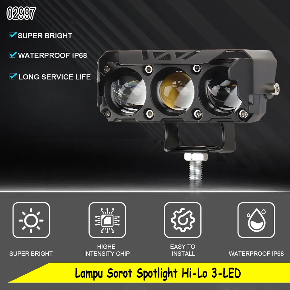 Lampu Tembak Laser 3 Mata Lampu Sorot Spotlight Mini