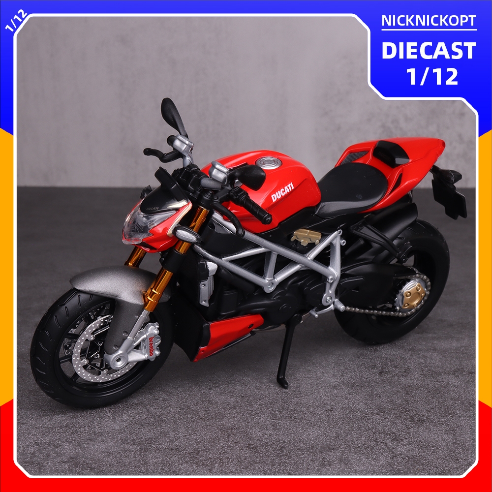 Maisto 1:12 Ducati Mod StreetFighter S red Diecast Skala Mainan Koleksi Miniatur Motor